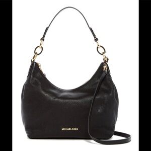 Michael Kors Isabella Large Black,Pebbled Leather Hobo ShoulderBag Gold Hardware